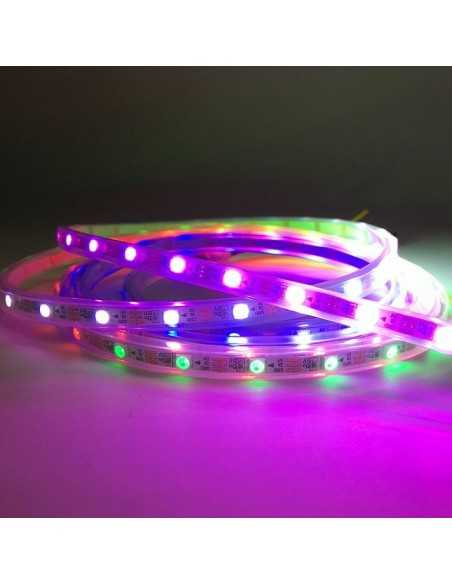 RGB digital led strip 4mm 60 leds meter PCB white 72 w. on