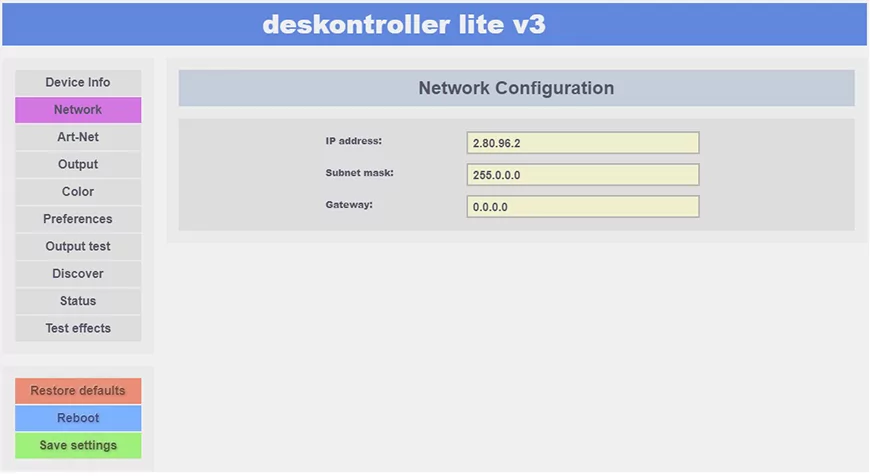 Network configuration